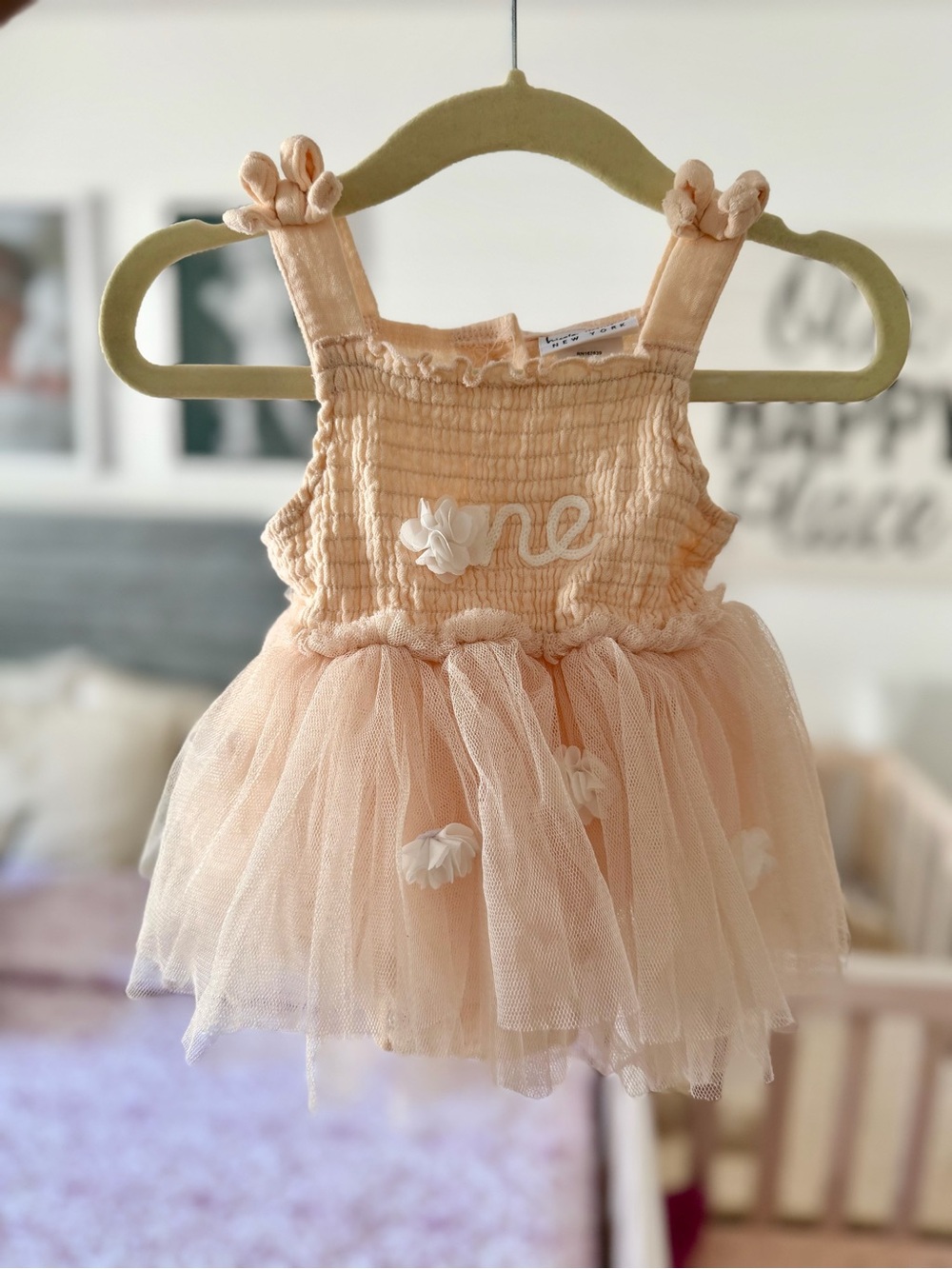 First Birthday Peach Tulle Baby Tutu Dress
